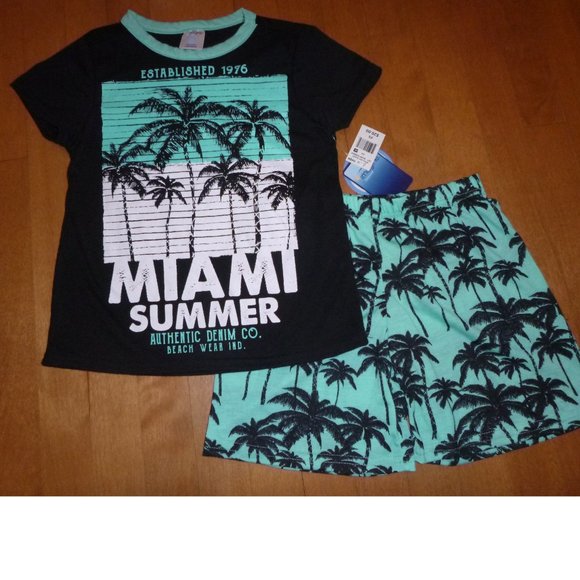 Boys Imagine Sleepwear MIAMI Summer Pajamas Size XS 4/5 Sm 6/7 Palm Trees NWT - Picture 1 of 2